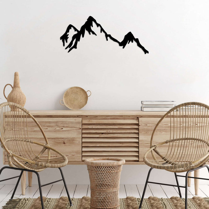 Majestic mountain peaks metal wall decor for elegant home aesthetic.
