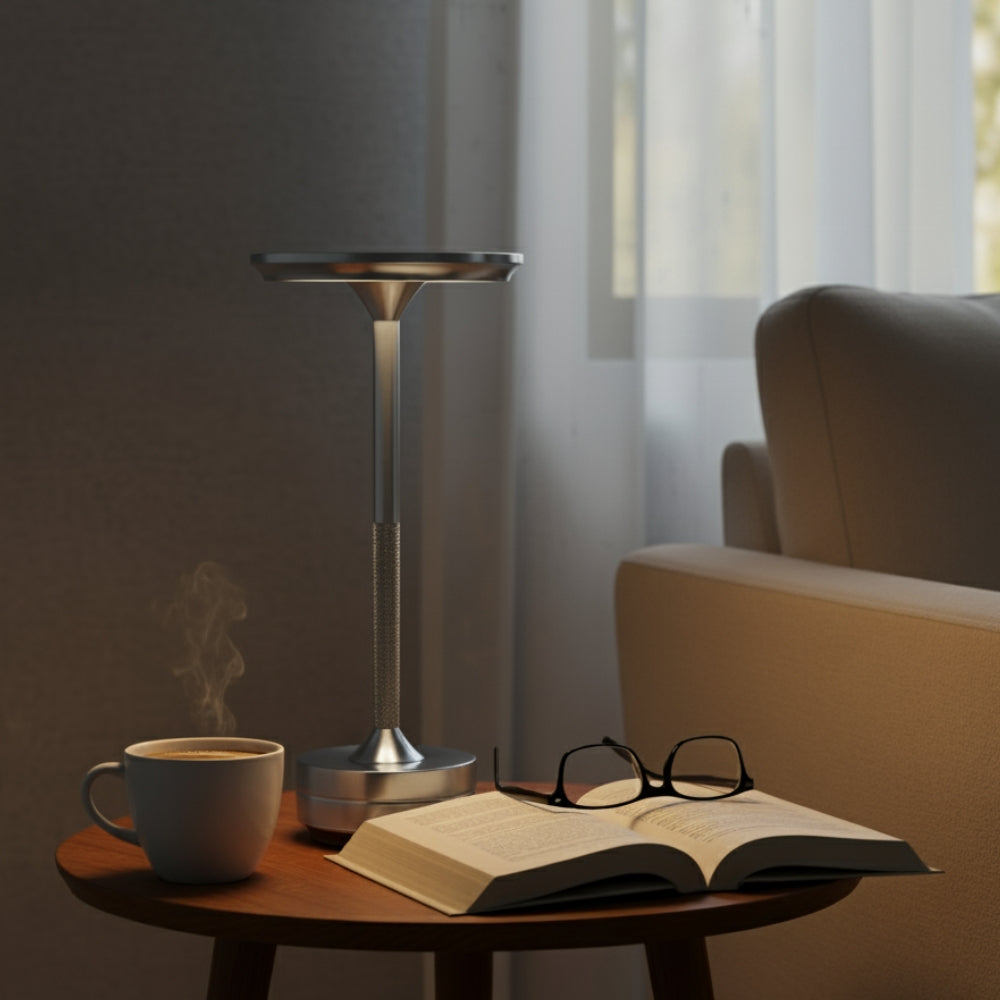 Silver Rechargeable Touch Table Lamp