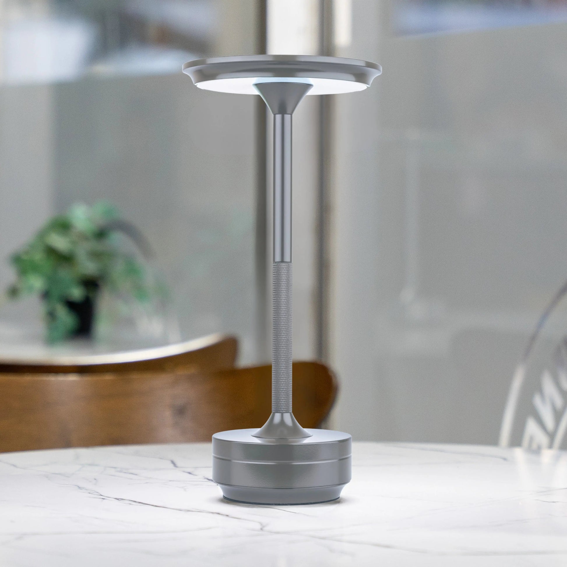 Silver Rechargeable Touch Table Lamp SwiftBeacon