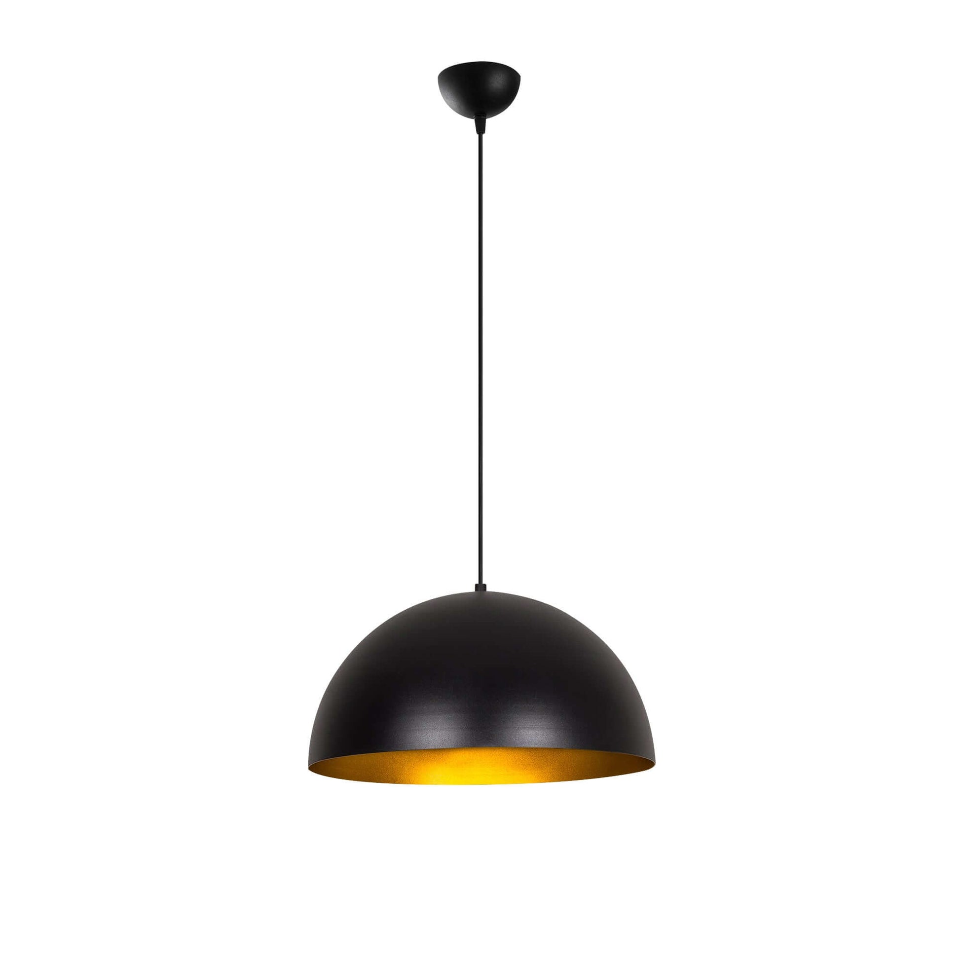 Eclipse Dome Pendant with Black Exterior and Warm Glow Interior for Modern and Traditional Settings