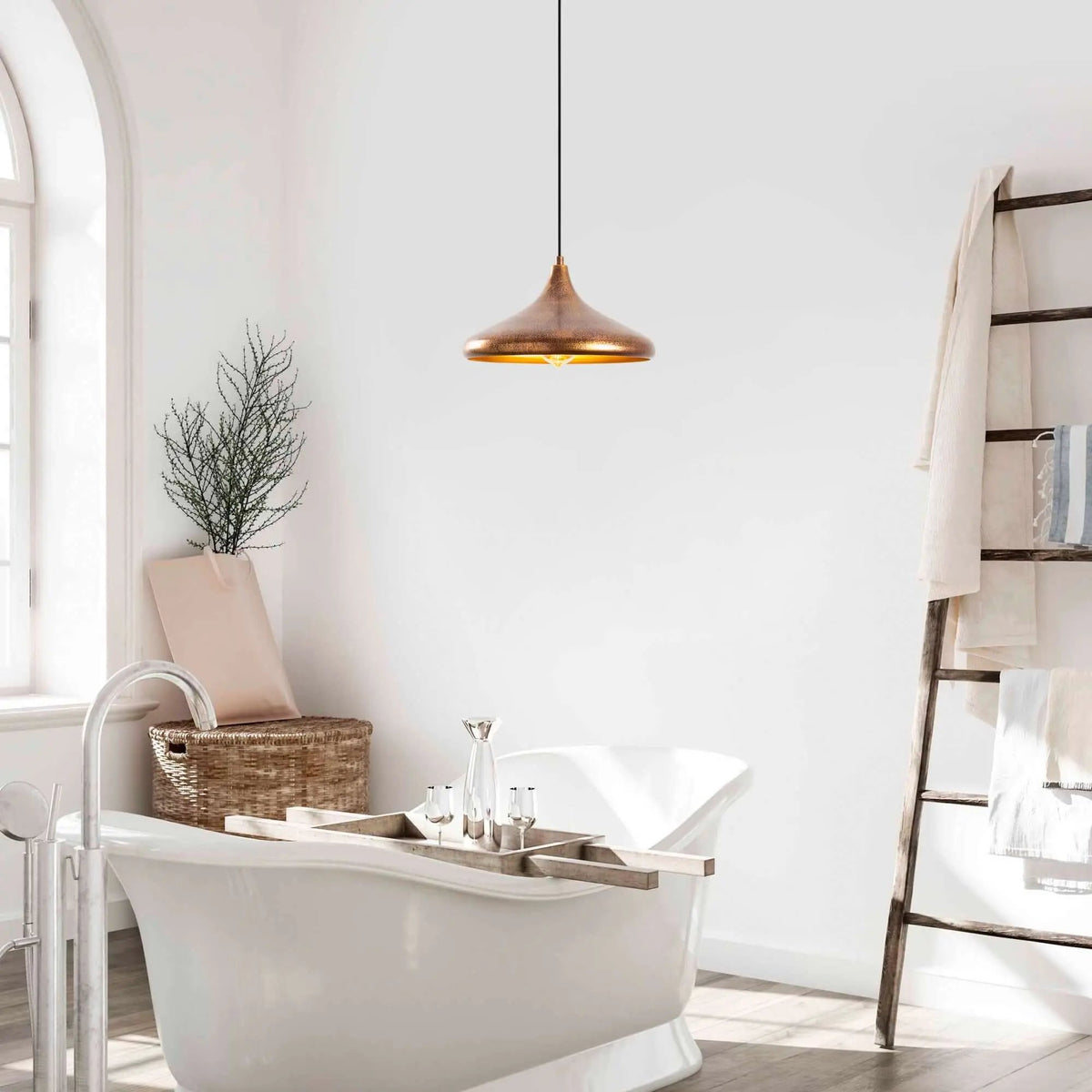 Sleek Golden Drop Pendant: Elegant Curved Light | SwiftBeacon