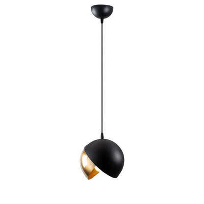 Contemporary black and gold sphere pendant light for modern decor.