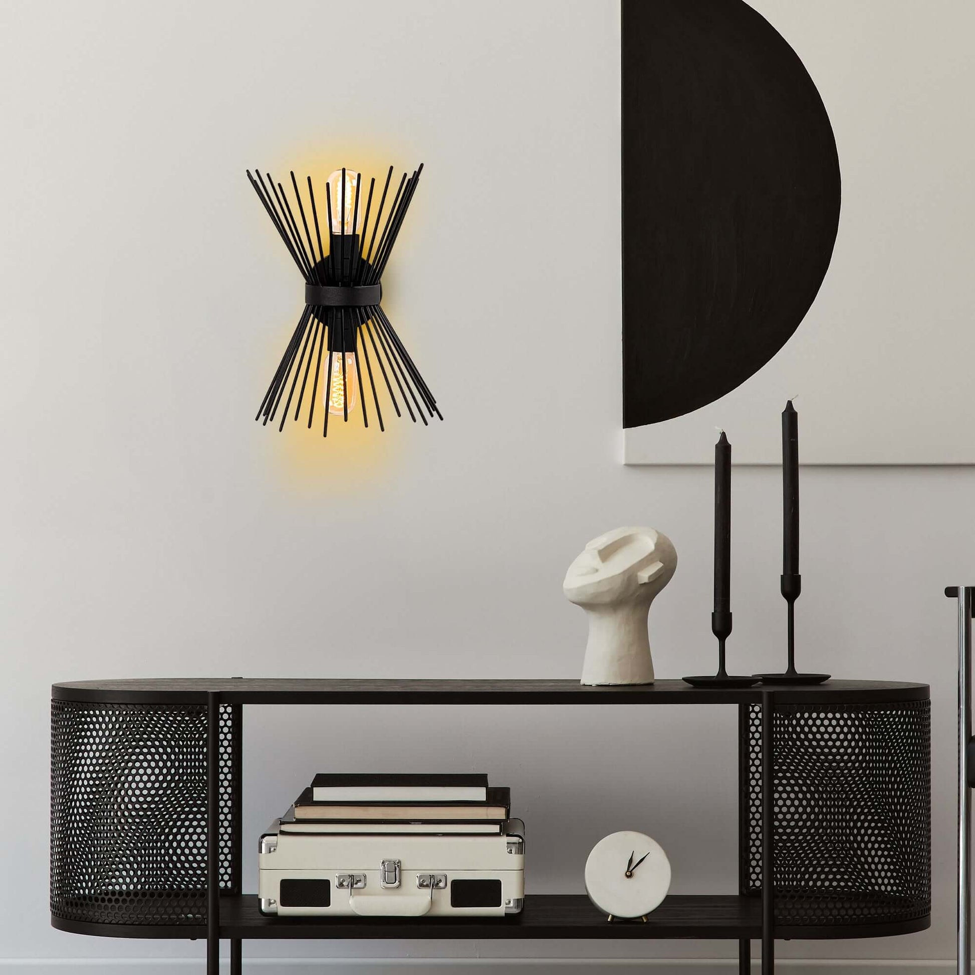 Modern twin tube wall light with exposed filament bulbs, stylish and functional design for enhancing walls.