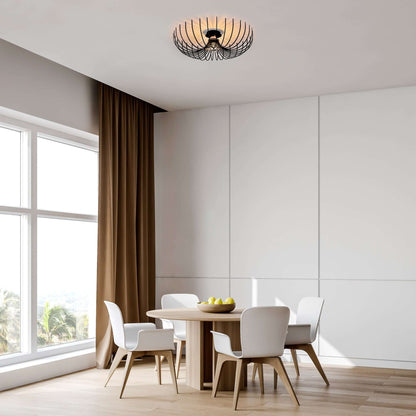 Wide Bloom Ceiling Light with Petal-like Wire Design