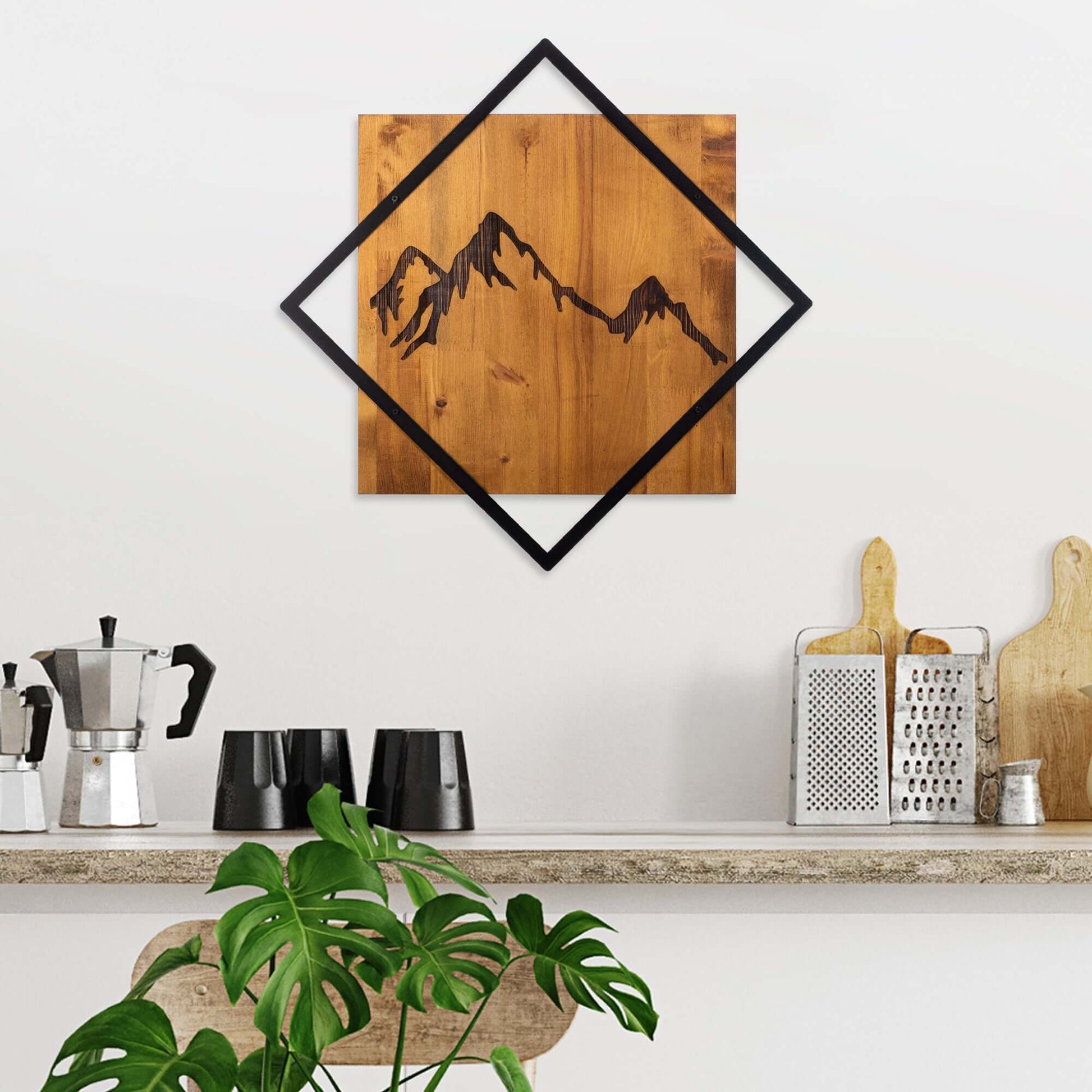 Alpine Frame Peaks wooden wall decor with mountain design.