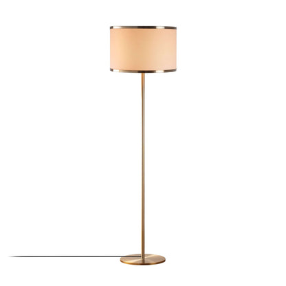 Aura Linen Floor Lamp with Gold Finish and Cream Fabric Shade