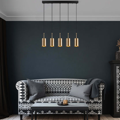 Aurora Cylinder Cluster with Five Gold Pendants for Stunning Lighting Statement