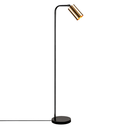 Aurora Cylinder Floor Lamp with Black Frame and Gold Head