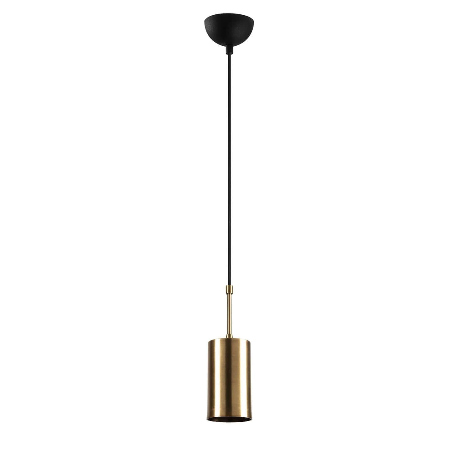 Aurora Cylinder Solo gold pendant light with warm glow.