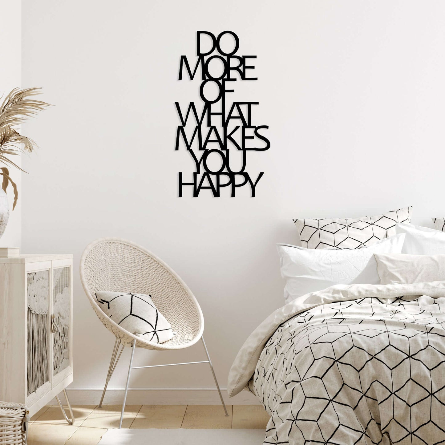 Blissful Motivation Wall Art with Uplifting Quote "Do More of What Makes You Happy" on Metal Decor