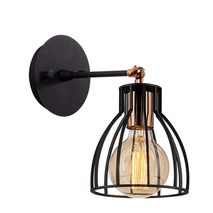 Cage Glow Wall Sconce with Vintage-inspired Bulb in Open Metal Cage Design