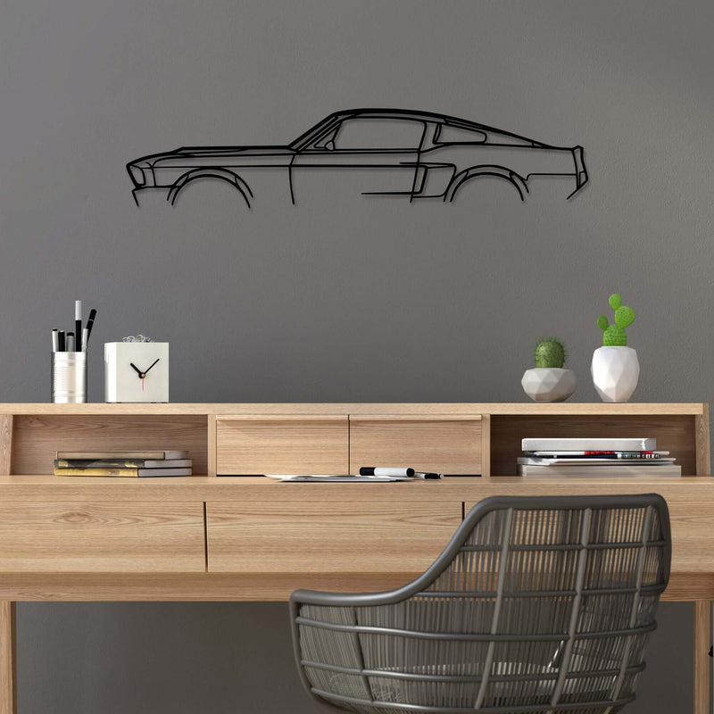 Sleek metal wall decor in classic car silhouette, perfect for kids' rooms.