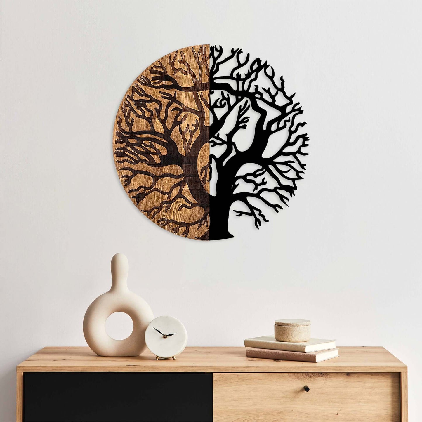 Circle of Seasons Wall Art wooden and metal decor piece with unique design.