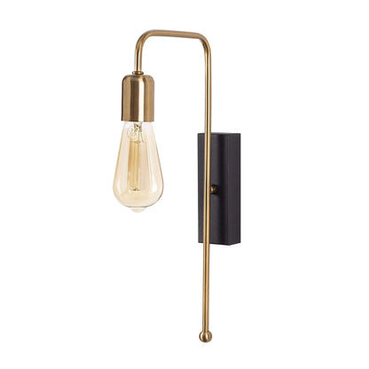 Deco Light Wall with Gold Arc Arm and Exposed Bulb - Modern and Vintage Style Lighting for Hallways and Bedrooms