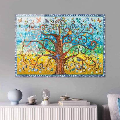 Enchanted Tree of Whimsy wall decor with colorful swirling branches and fluttering birds.