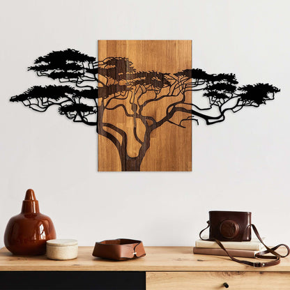 Evergreen Silhouette wood and metal wall decor with artistic blend design.