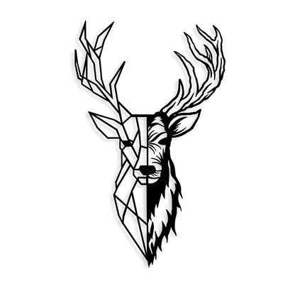 Geometric Stag Majesty metal wall decor showcasing a majestic stag design.