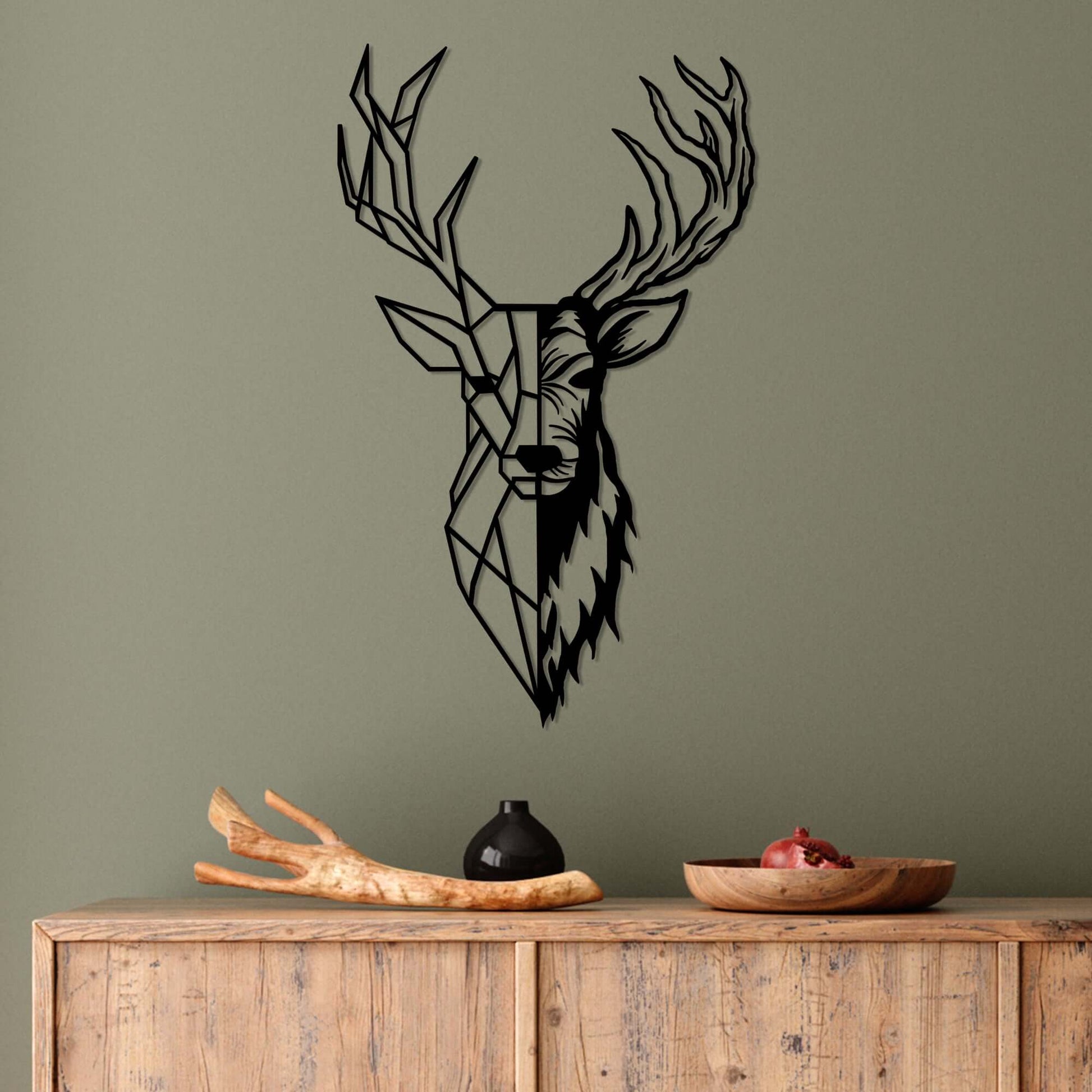 Geometric Stag Majesty metal wall decor showcasing majestic stag design.