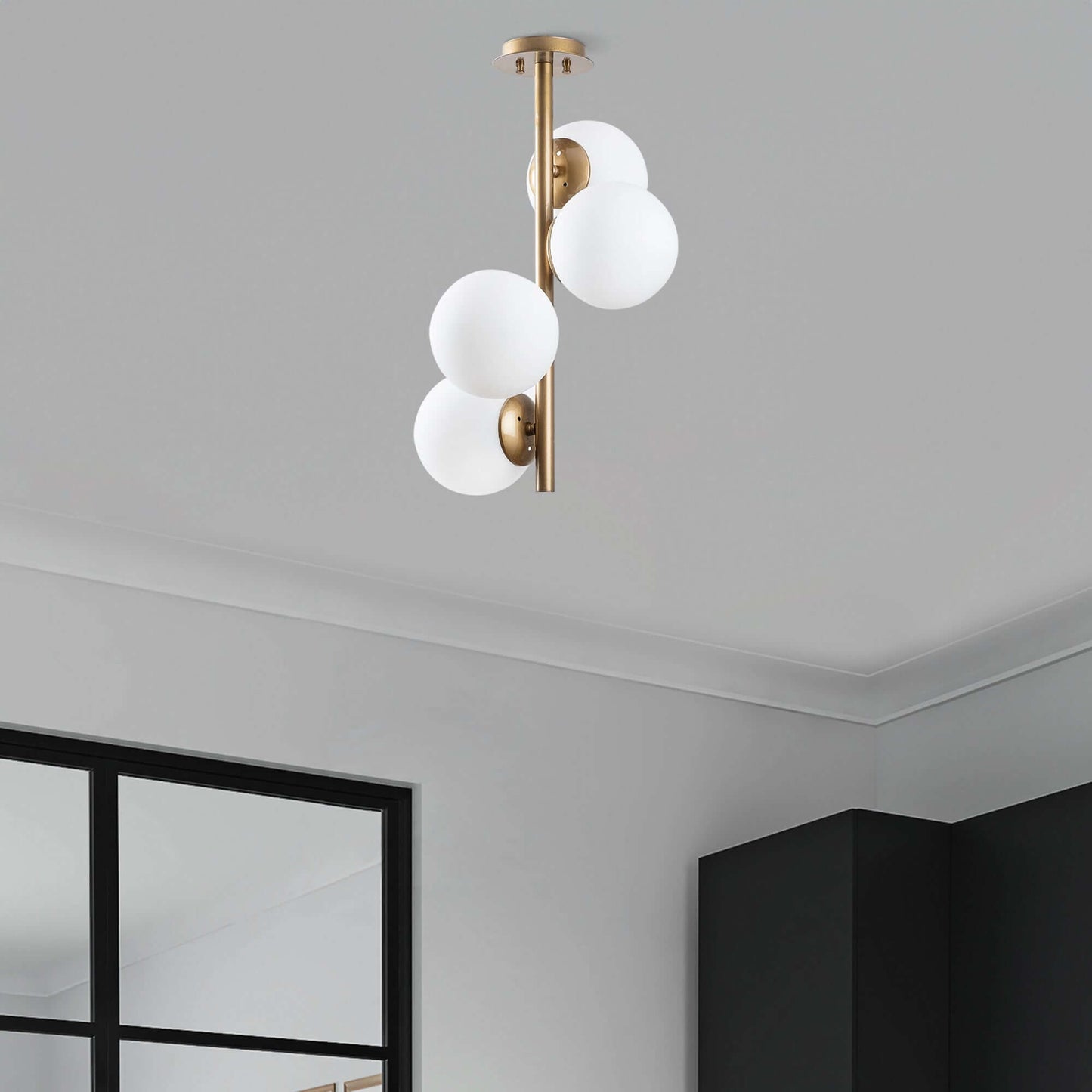 Globe Quad Gold metallic finish modern pendant light fixture.