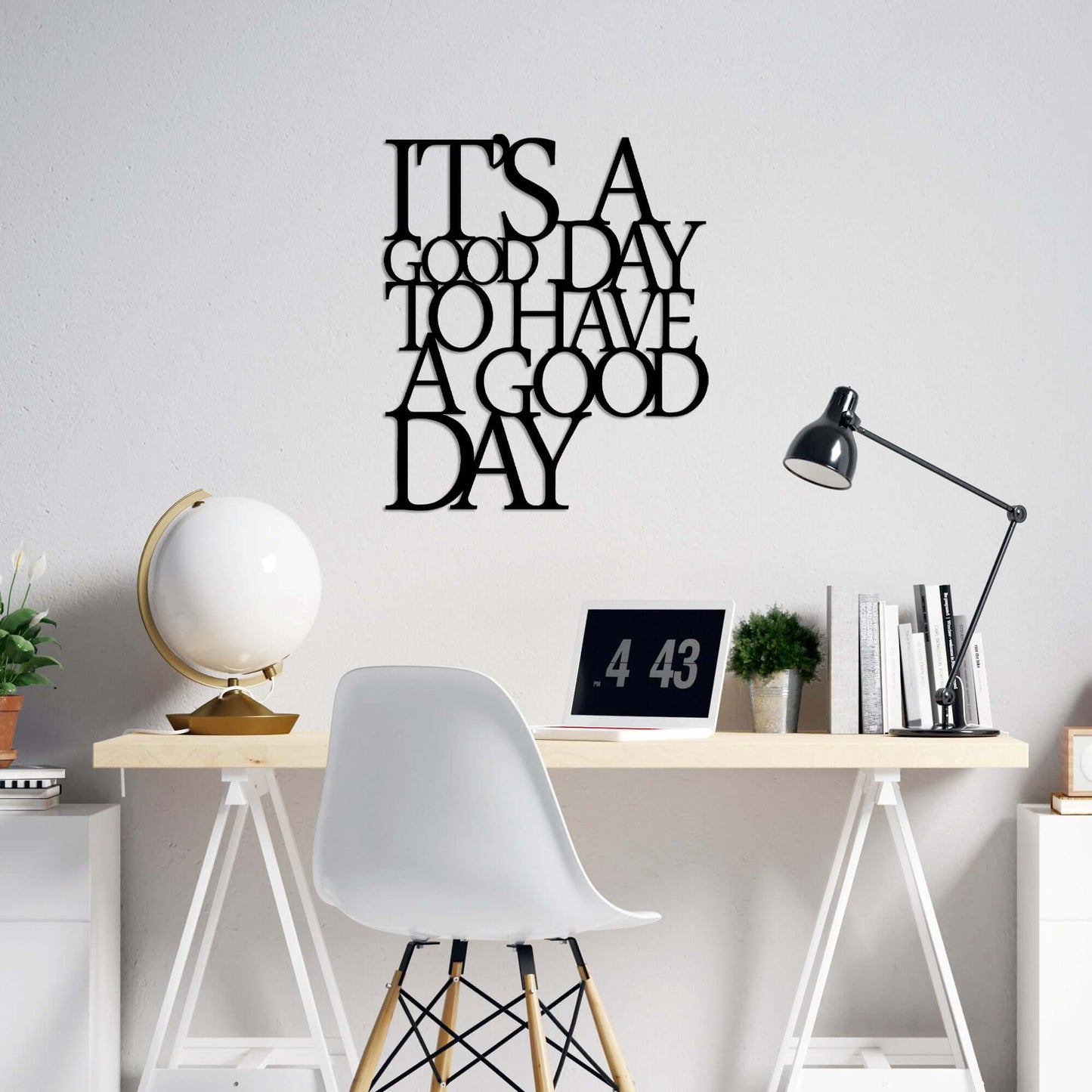 Good Day Vibes metal wall art with uplifting message for positive vibes in any room.