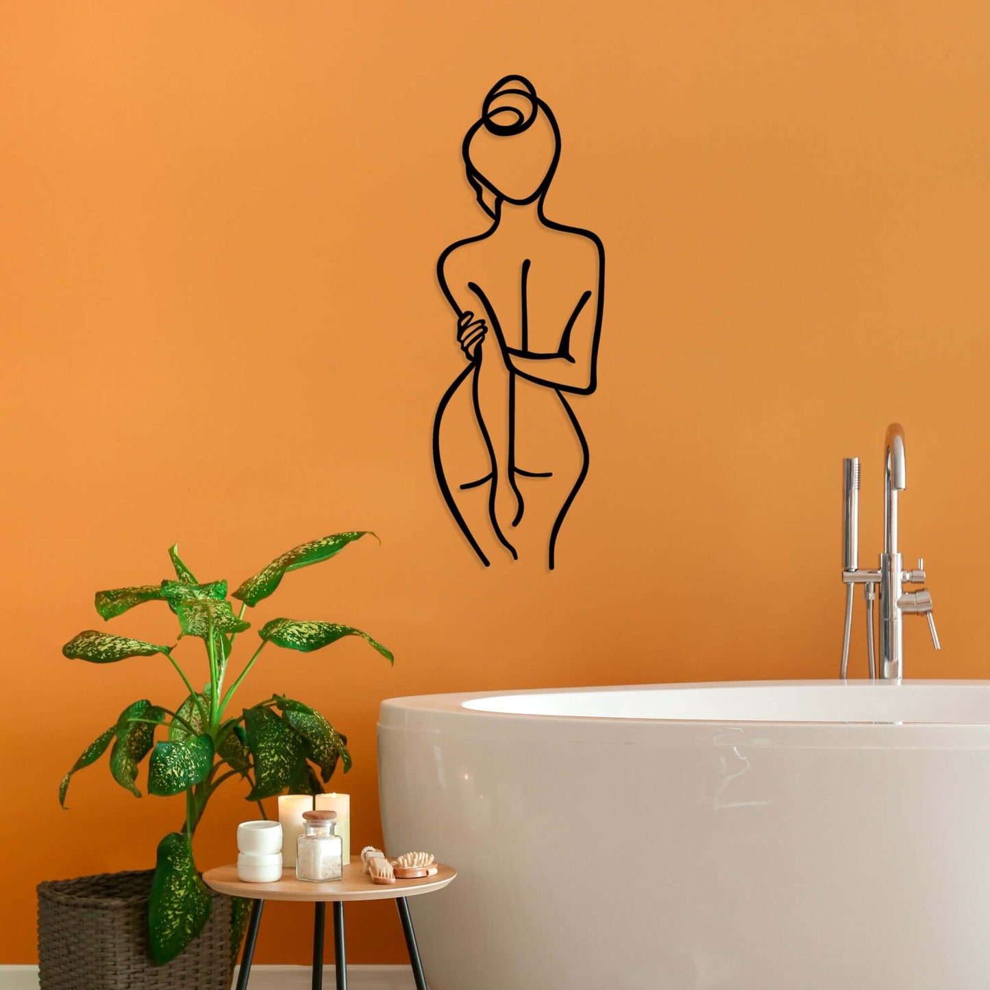 Graceful Silhouette metal wall decor featuring serene woman outline, ideal for bedrooms.