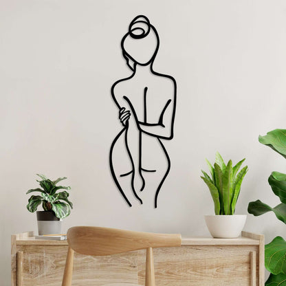 Graceful Silhouette metal wall art of serene woman for bedrooms