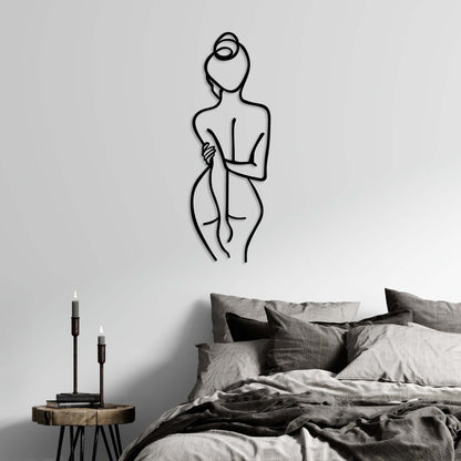 Graceful Silhouette metal wall decor featuring serene woman outline for bedrooms.