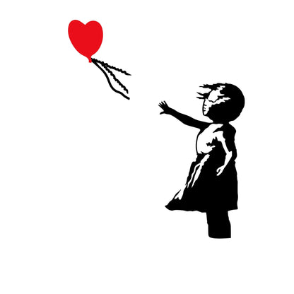 Heart's Freedom Wall Art featuring girl with balloon made of metal