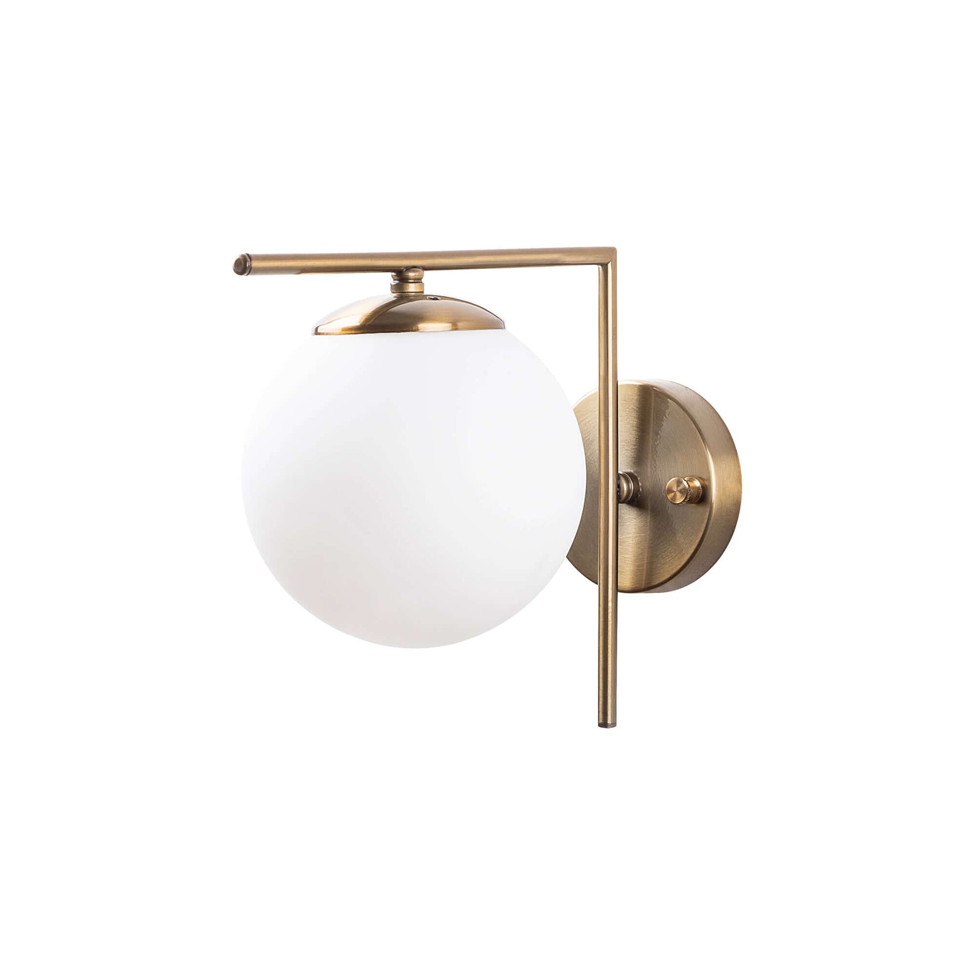 Horizon Globe Wall Sconce with Frosted Glass Globe and Brass Frame