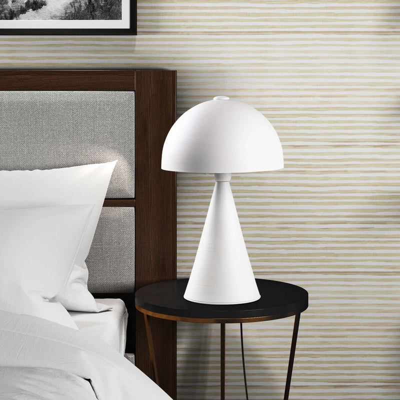 Luna Halo Table Lamp White with geometric silhouette in crisp white finish.