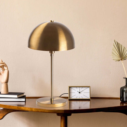 Luxe Arc Desk Lamp with brushed brass finish and dome shade, elegant workspace lighting