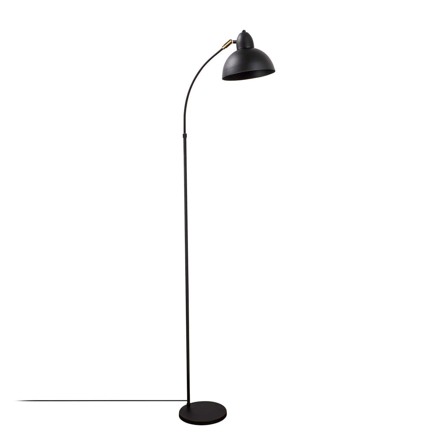 Luxe Arc Floor Lamp Black with Curved Stem and Textured Black-Gold Shade