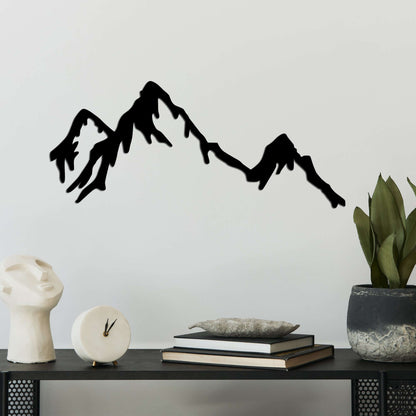 Majestic mountain peaks metal wall decor for elegant home aesthetic.