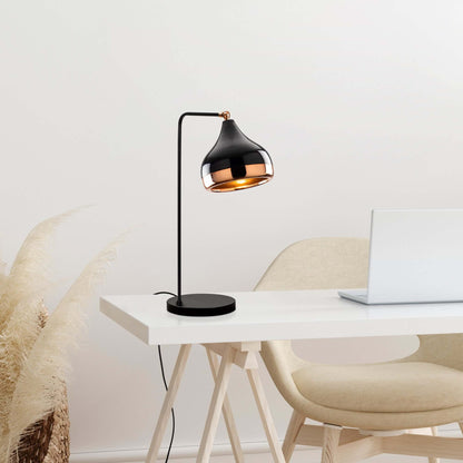 Midnight Gloss Desk Lamp with black and copper finish, modern design.