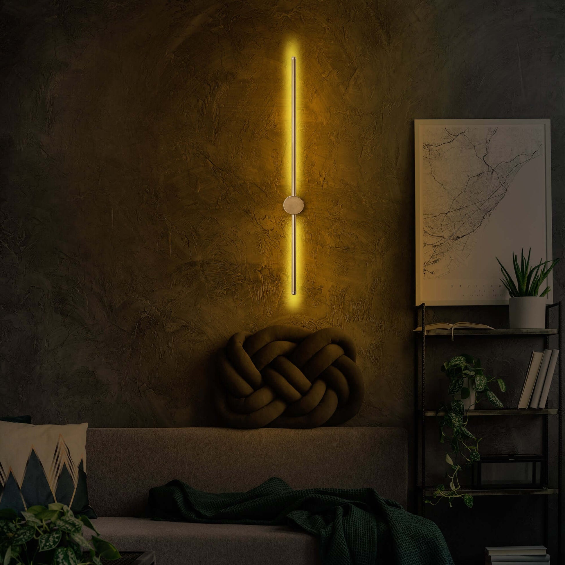 Minimalist Line Sconce Gold in modern design for walls.