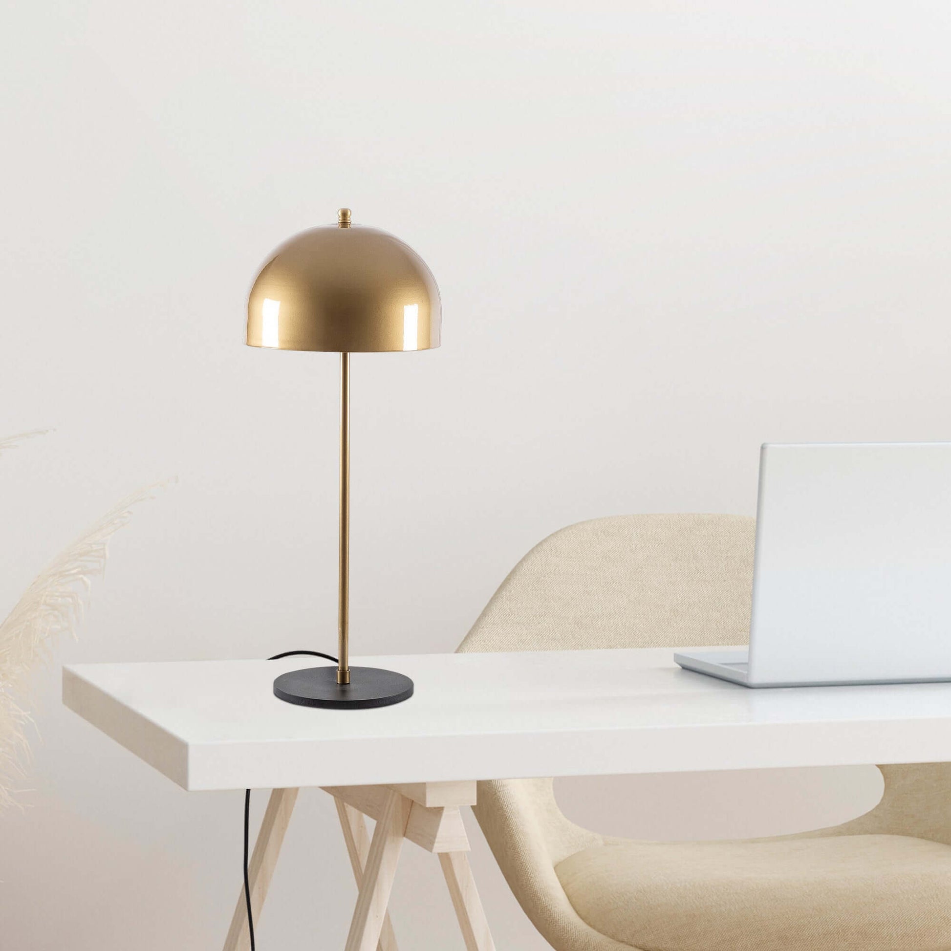 Modern gold dome desk lamp with minimalist design, ideal for workspace or living area