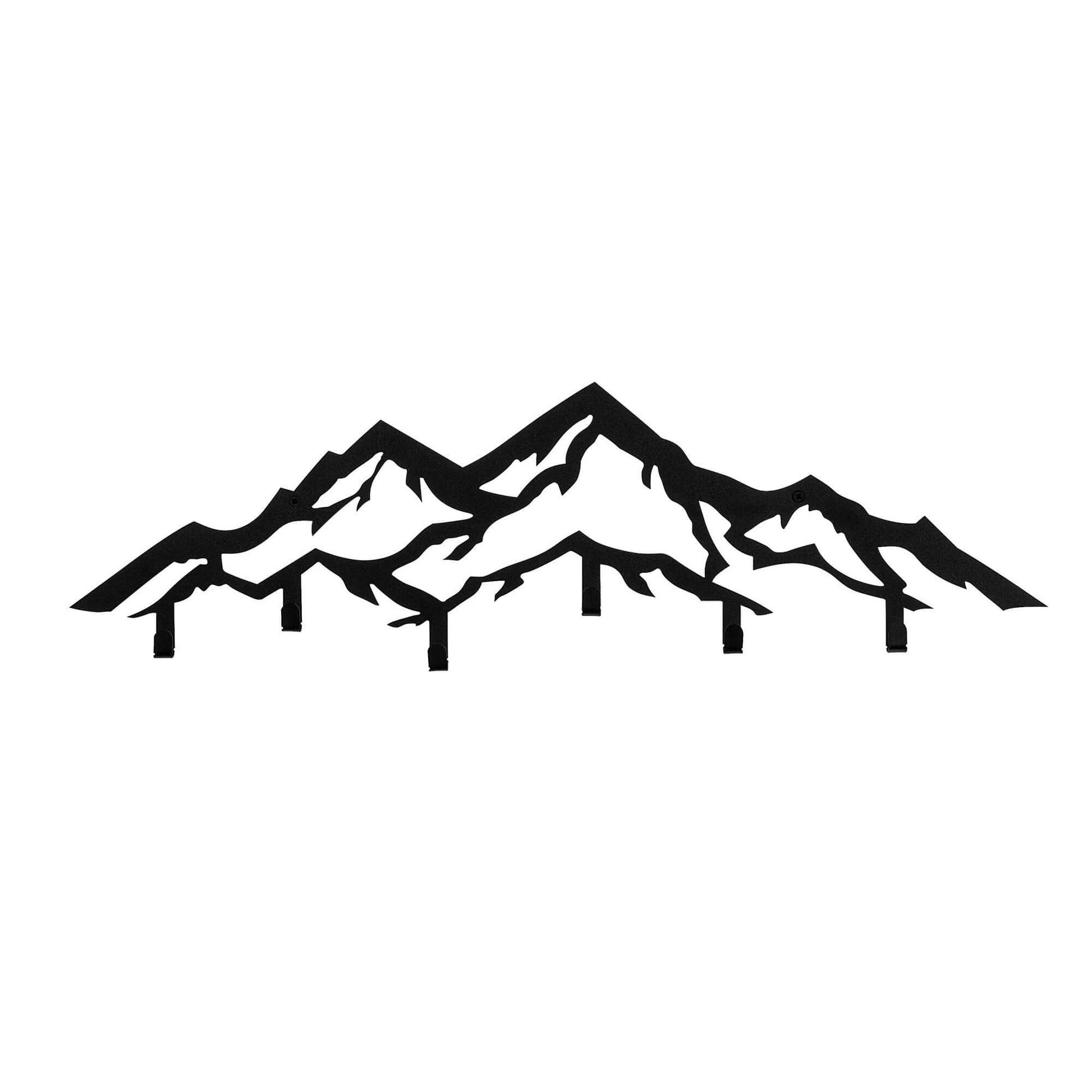 Mountain Peaks Coat Rack with Black Mountain Silhouettes in Metal