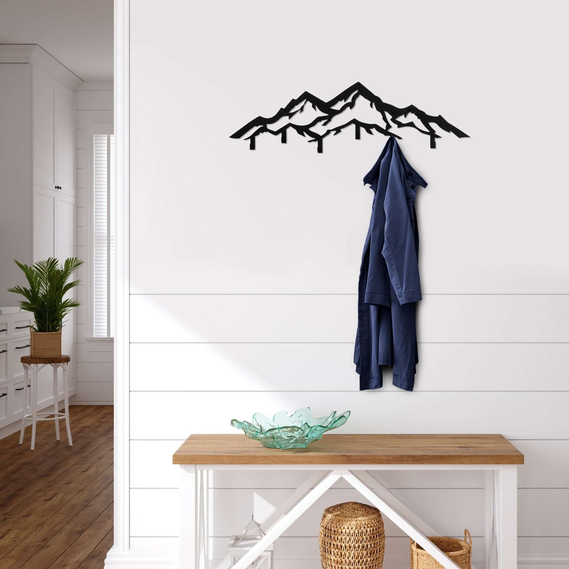 Mountain Peaks Coat Rack with Black Mountain Silhouettes