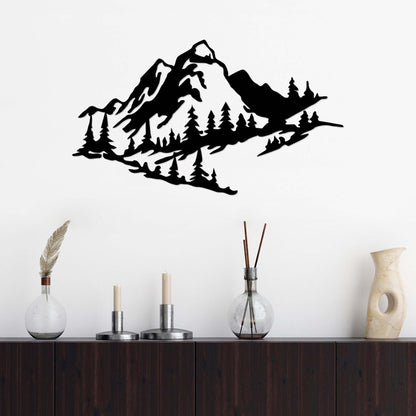 Metal mountain wall decor for a serene home ambiance - ideal for living room, bedroom, or dining area.