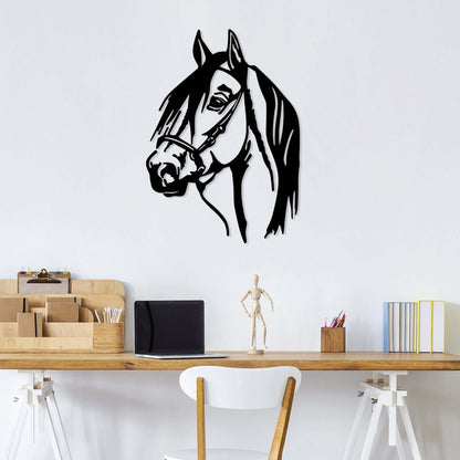 Noble Steed Silhouette metal wall decor of a horse's profile for elegant room decor.