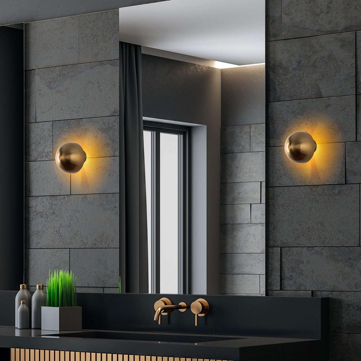 Radiant Sphere Wall Sconce in Brass Finish for Luxurious Space