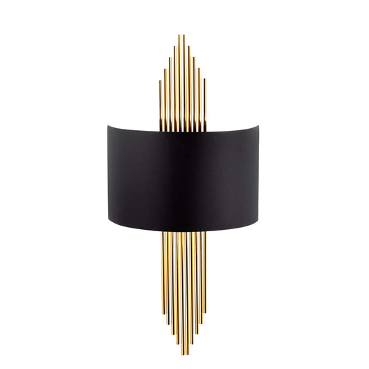 Regal Cascade Wall Sconce with Gold Rods and Black Shade