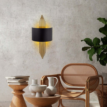 Regal Cascade Wall Sconce with Gold Rods and Black Shade