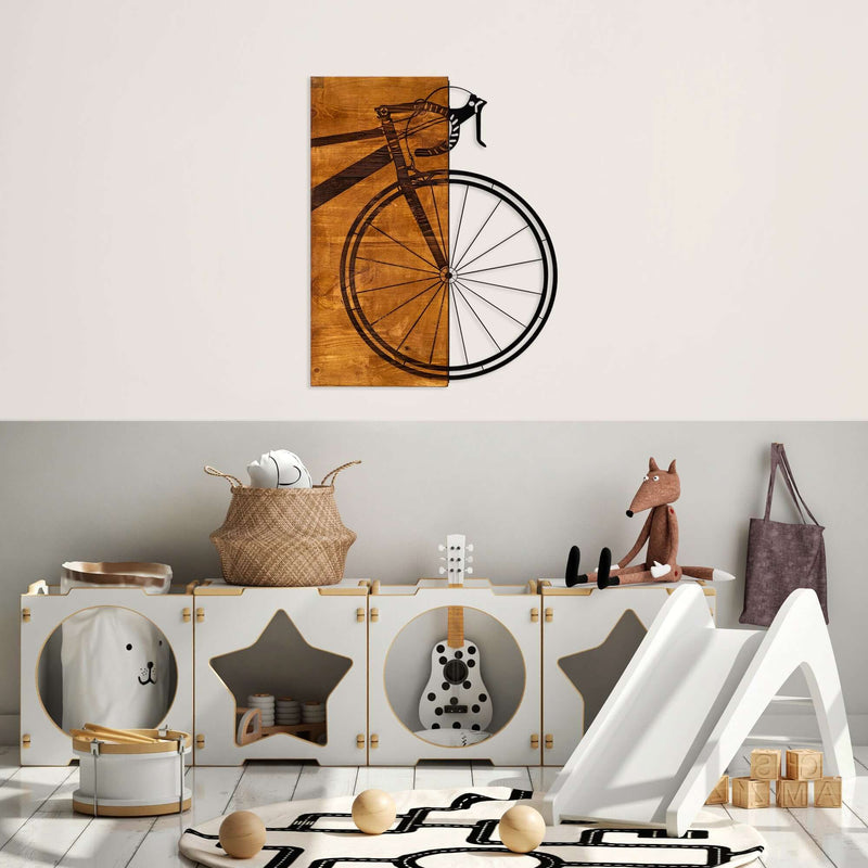 Ride in Style Wall Art with Half-Bicycle Design in Wood and Metal