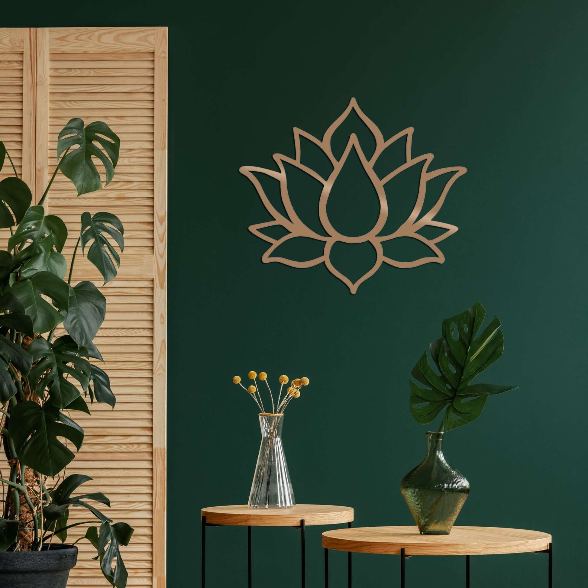 Serene Lotus Metal Wall Decor - Elegant lotus flower shaped wall accent for tranquil rooms.