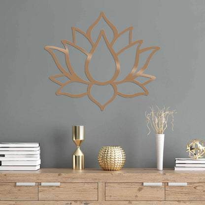 Metal lotus flower wall decor, elegant and tranquil home accent.