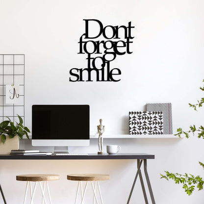 Smile Reminder metal wall decor with "Don't Forget to Smile" phrase, bright and cheerful home decor.