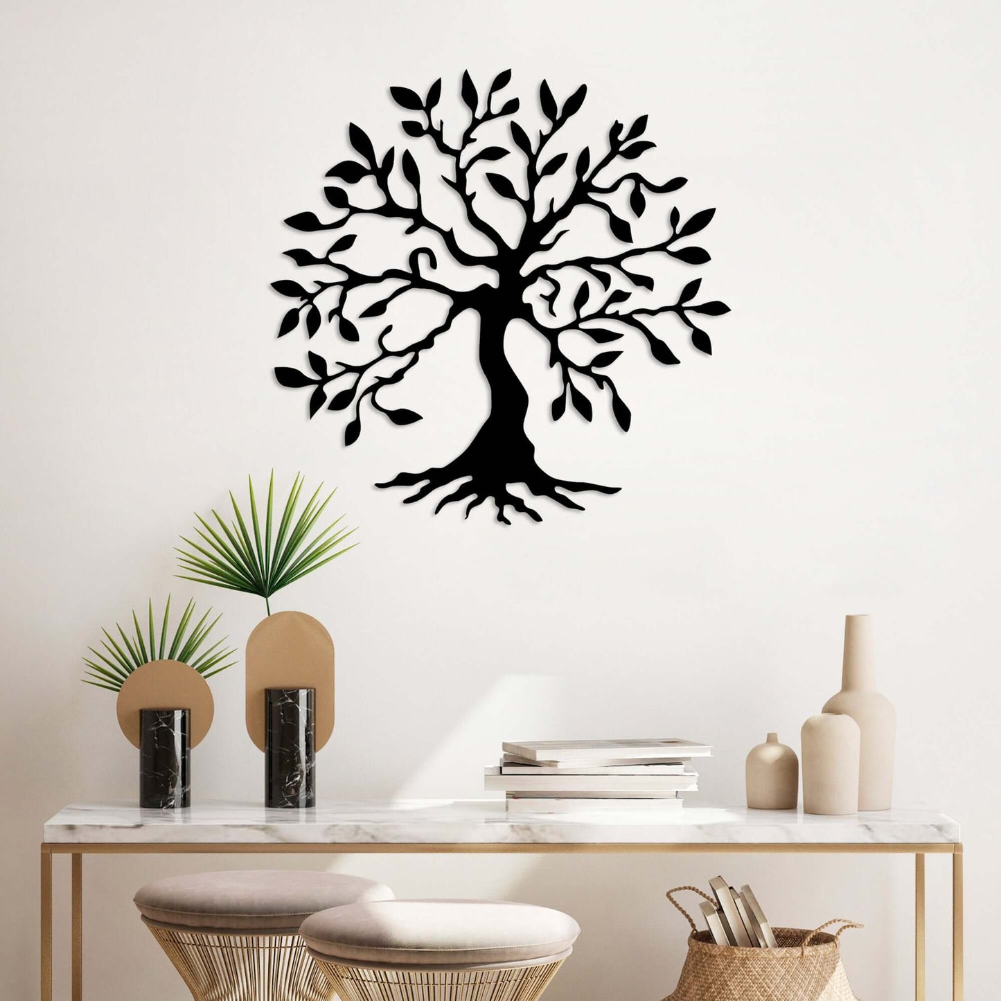 Timeless Tree of Life metal wall decor with intricate design for elegant home decor.