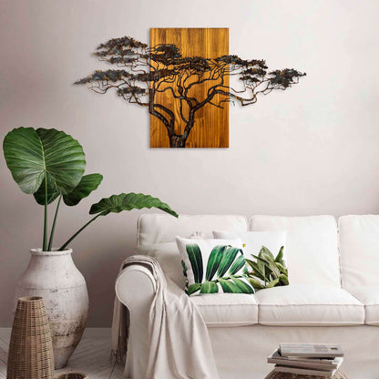 Tranquil Tree Wall Art metal tree design in wooden frame for home decor.