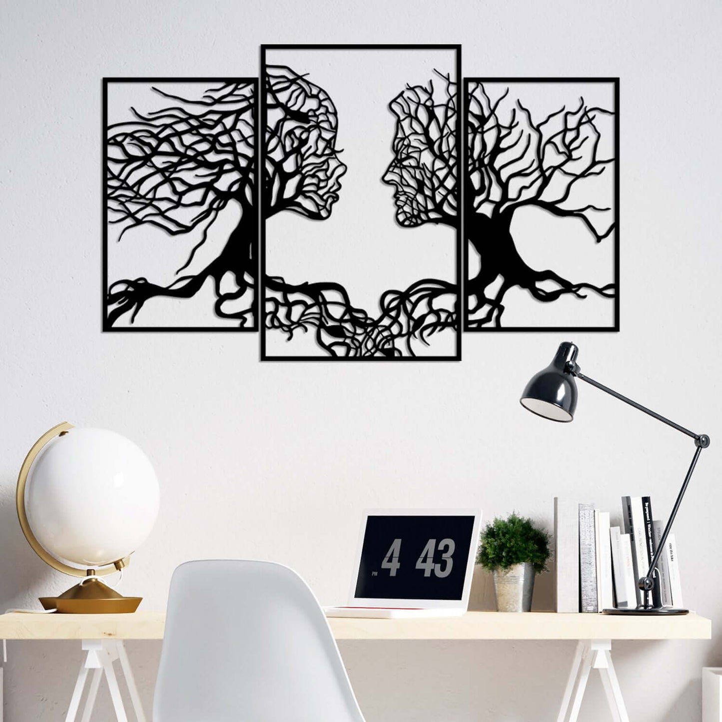 Metal tree branches forming human figure wall decor - Tree of Life Whisper